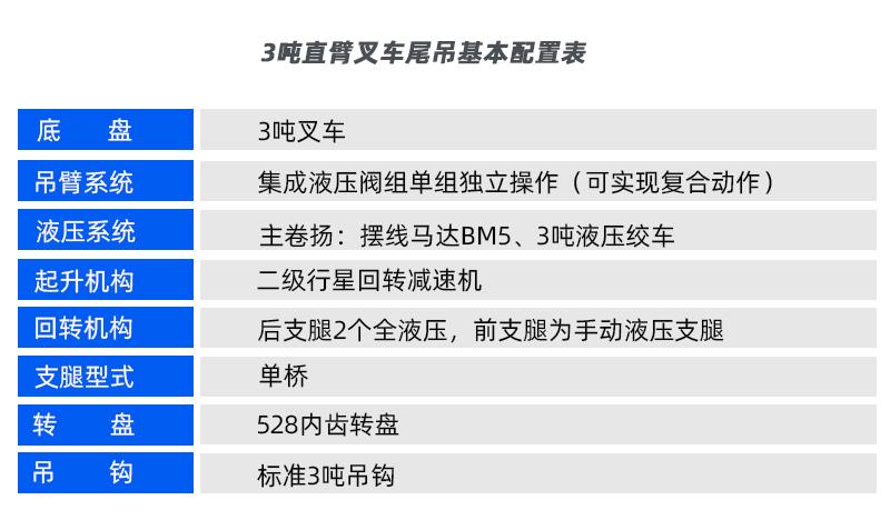 叉車(chē)直臂尾吊參數(shù)